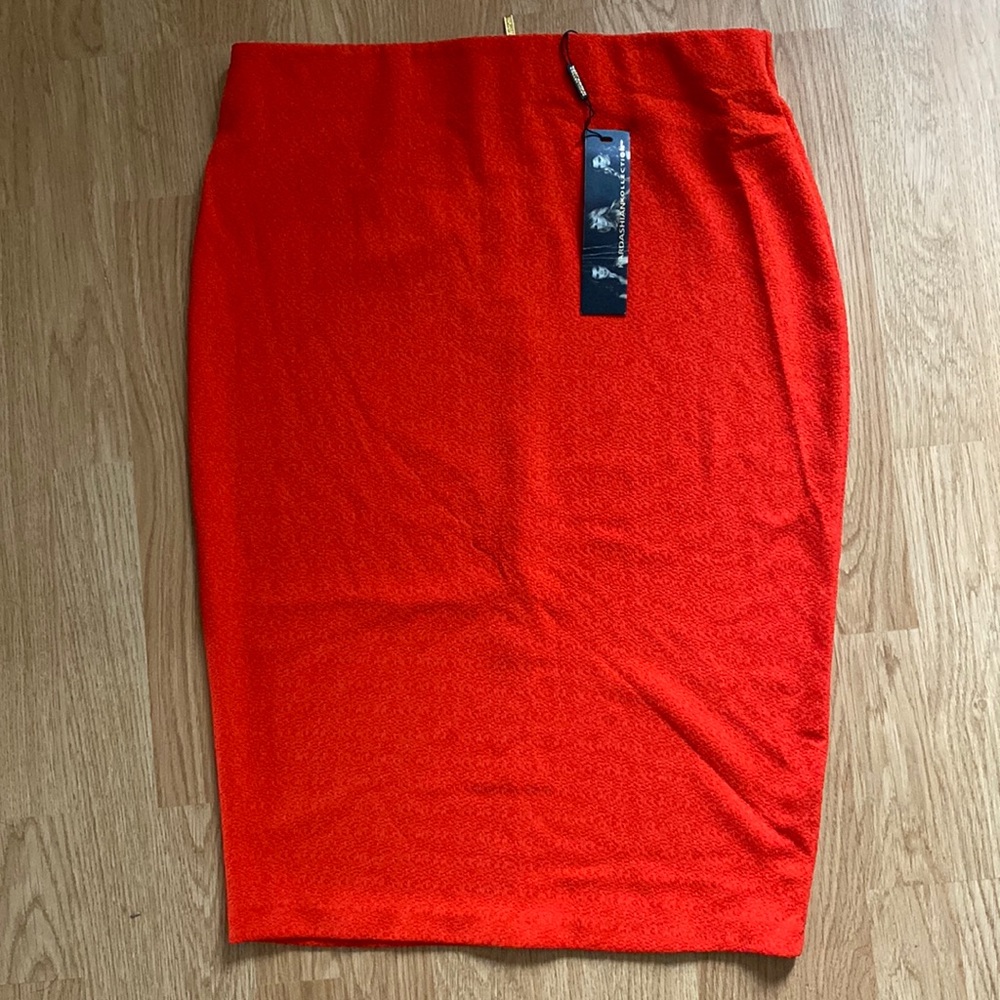 Kardashian Kollection Red-Orange Pencil Skirt NWT
